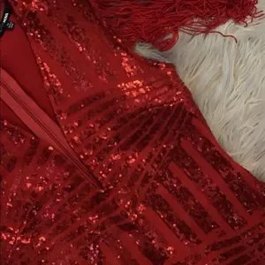 Fashion Nova | Dresses | Red Sparkly Fashion Nova Dress With Fringe |  Poshmark